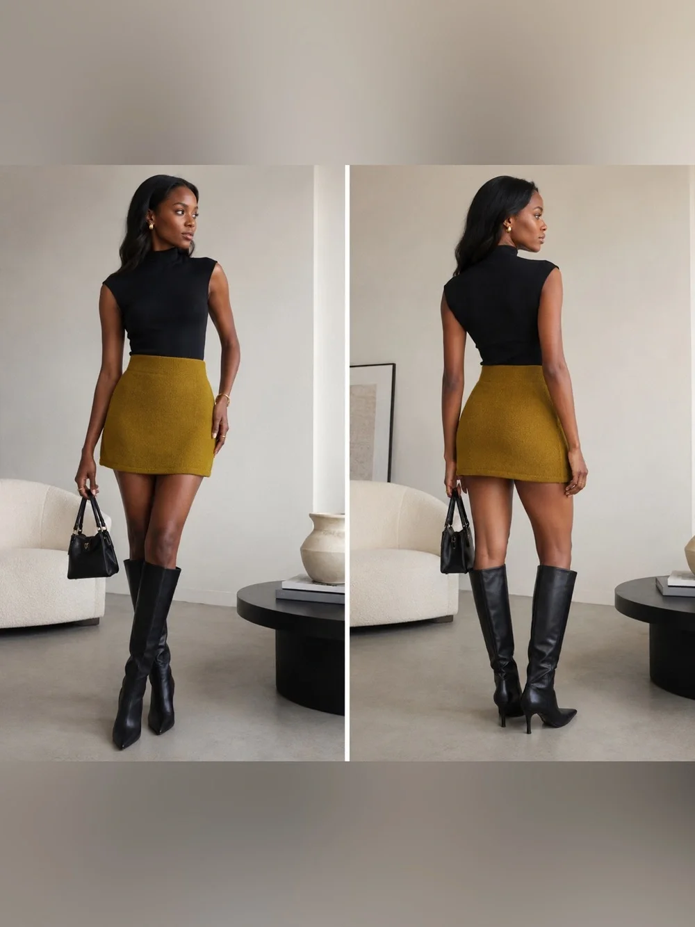Zara Mini Skirt in Mustard Gold